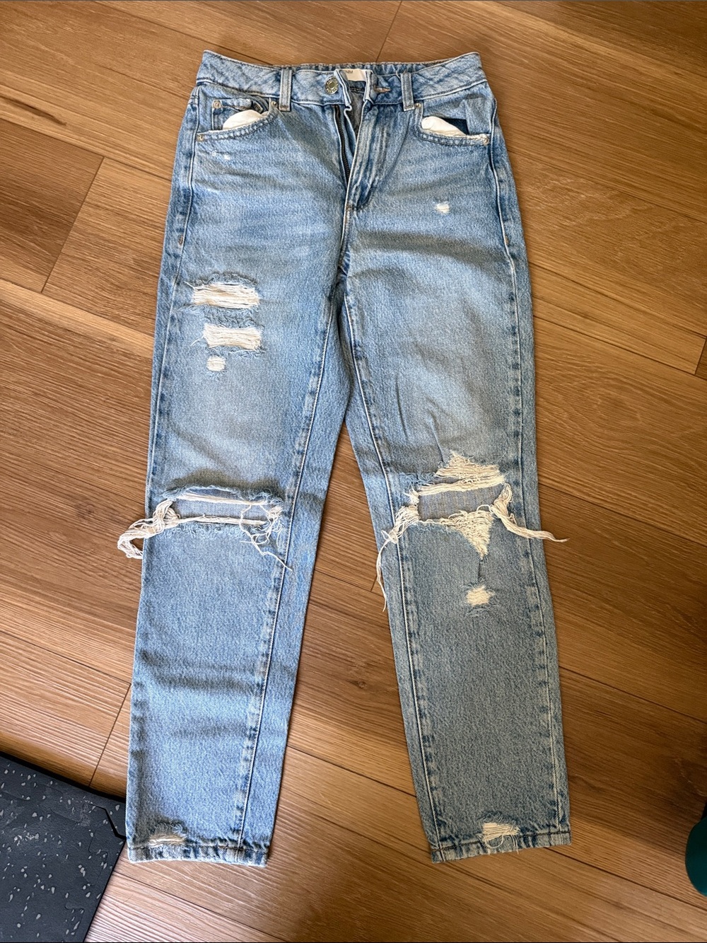 Garage Light Blue Distressed Ankle Jeans
